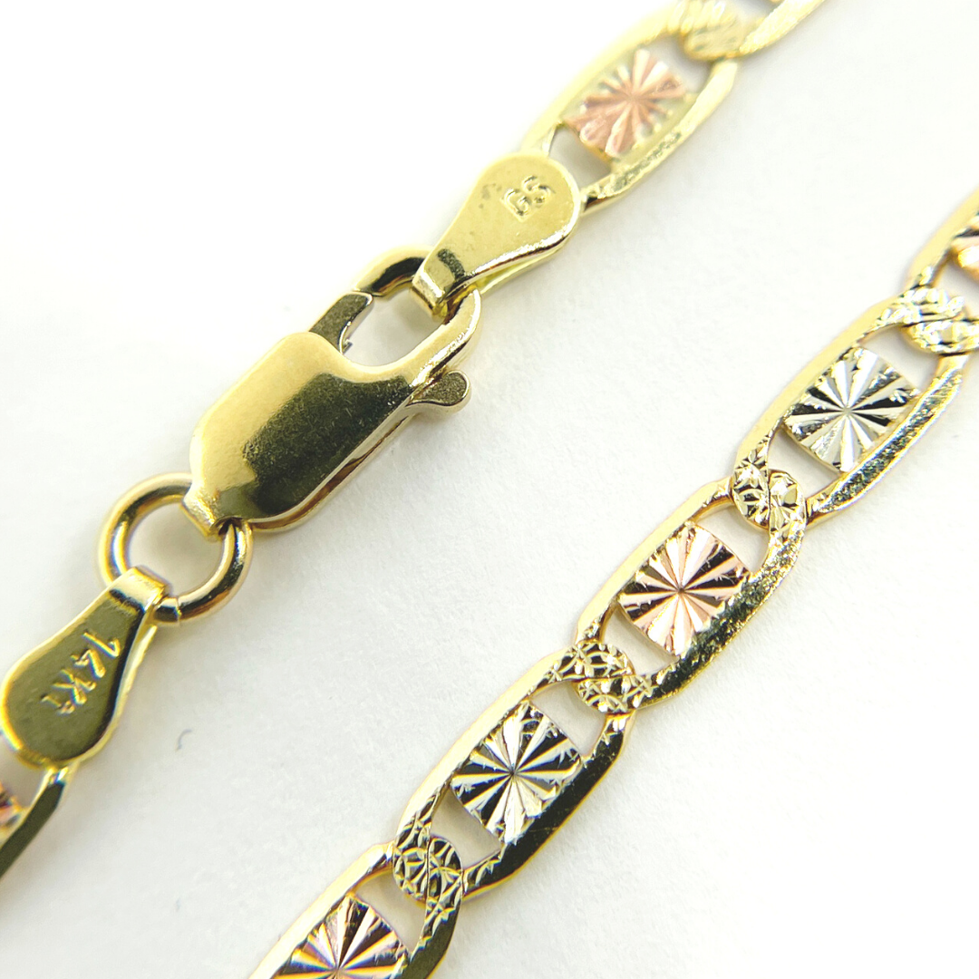 14K25Bracelet. 14K Solid Gold Tri-Color Marina Bracelet