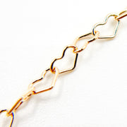 14K Yellow Solid Gold Heart Link Chain