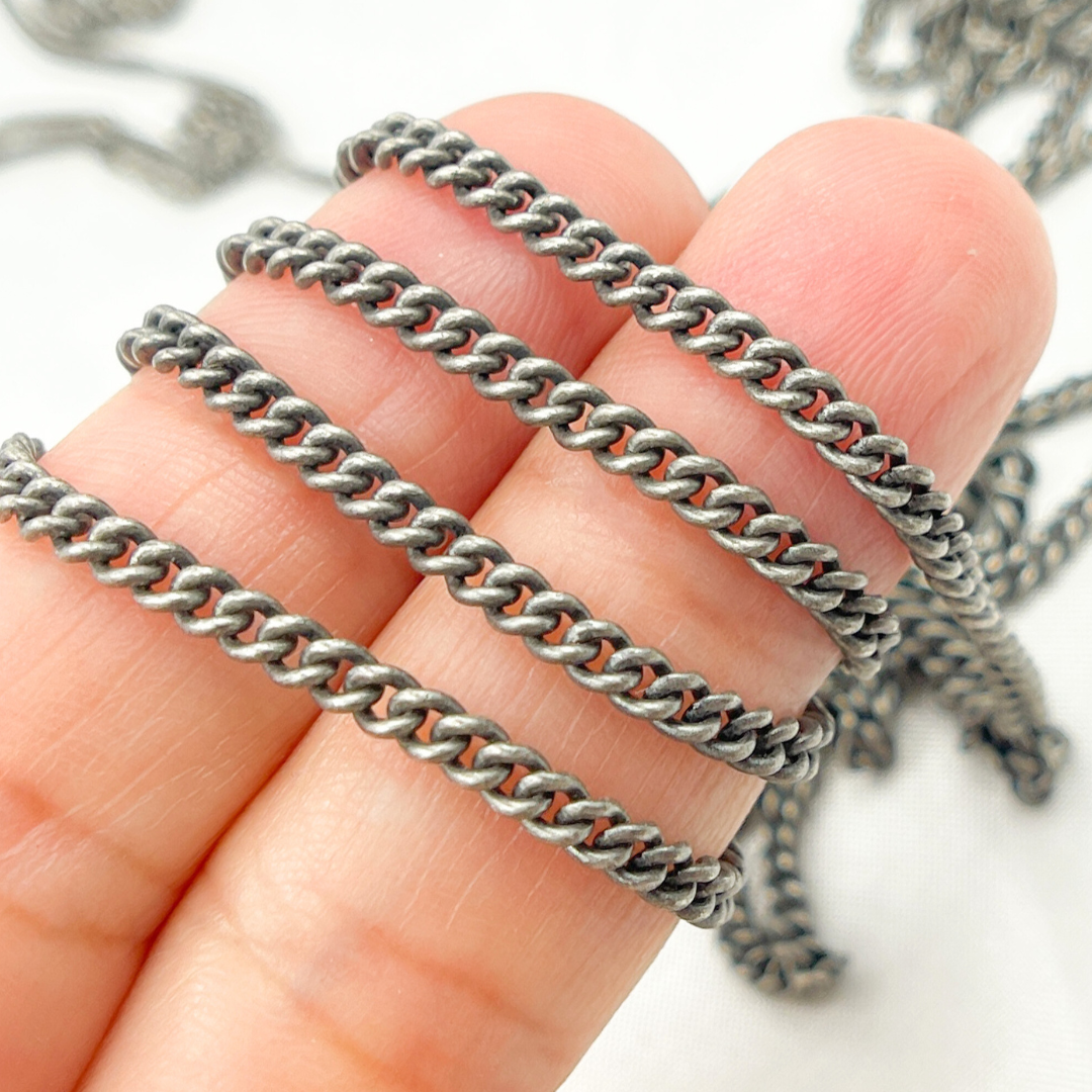 Oxidized Sterling Silver Curb Chain