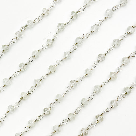 Aquamarine Sterling Silver Wire Chain
