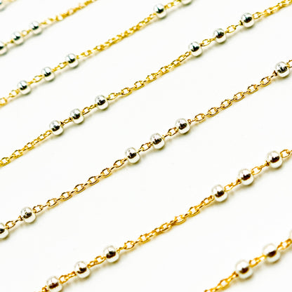 V289TT. 14k Gold Filled Chain and 3 Sterling Silver Beads in Between