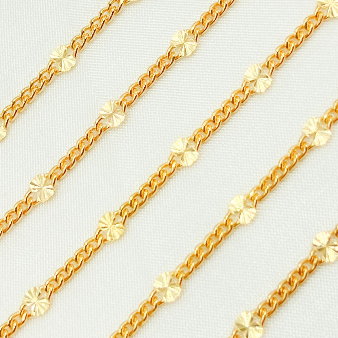 14k Gold Filled Curb & Diamond Cut Marina Link