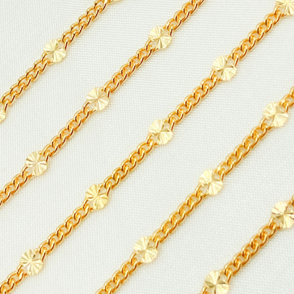 14k Gold Filled Curb & Diamond Cut Marina Link