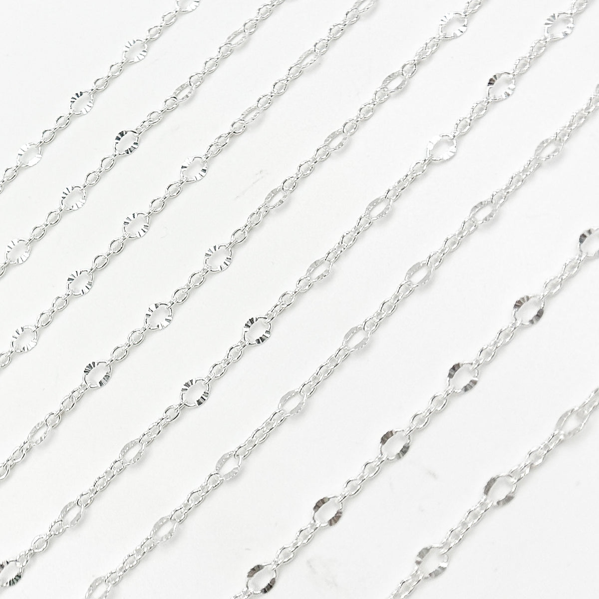 V304SS. Sterling Silver Cable and Diamond Cut Marina Link Chain