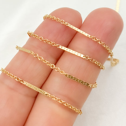 14K Gold-Filled Cable and Bars Chain