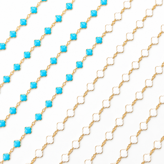 V315ENGF. 14K Gold Filled Enamel Clover Link Chains