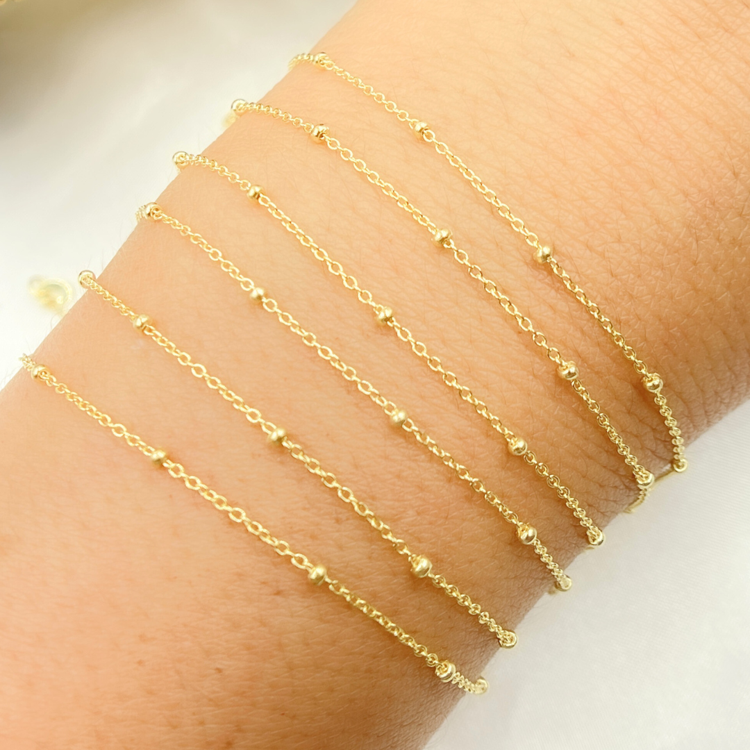14k Solid Yellow Gold Satellite Bead Chain