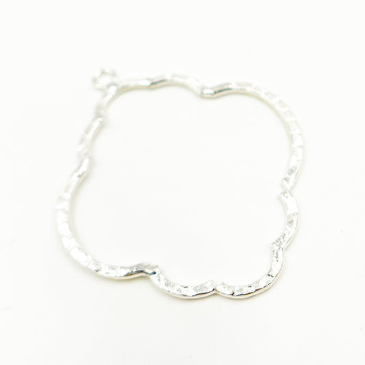 White Sterling Silver Hammered Flower Shape Connector