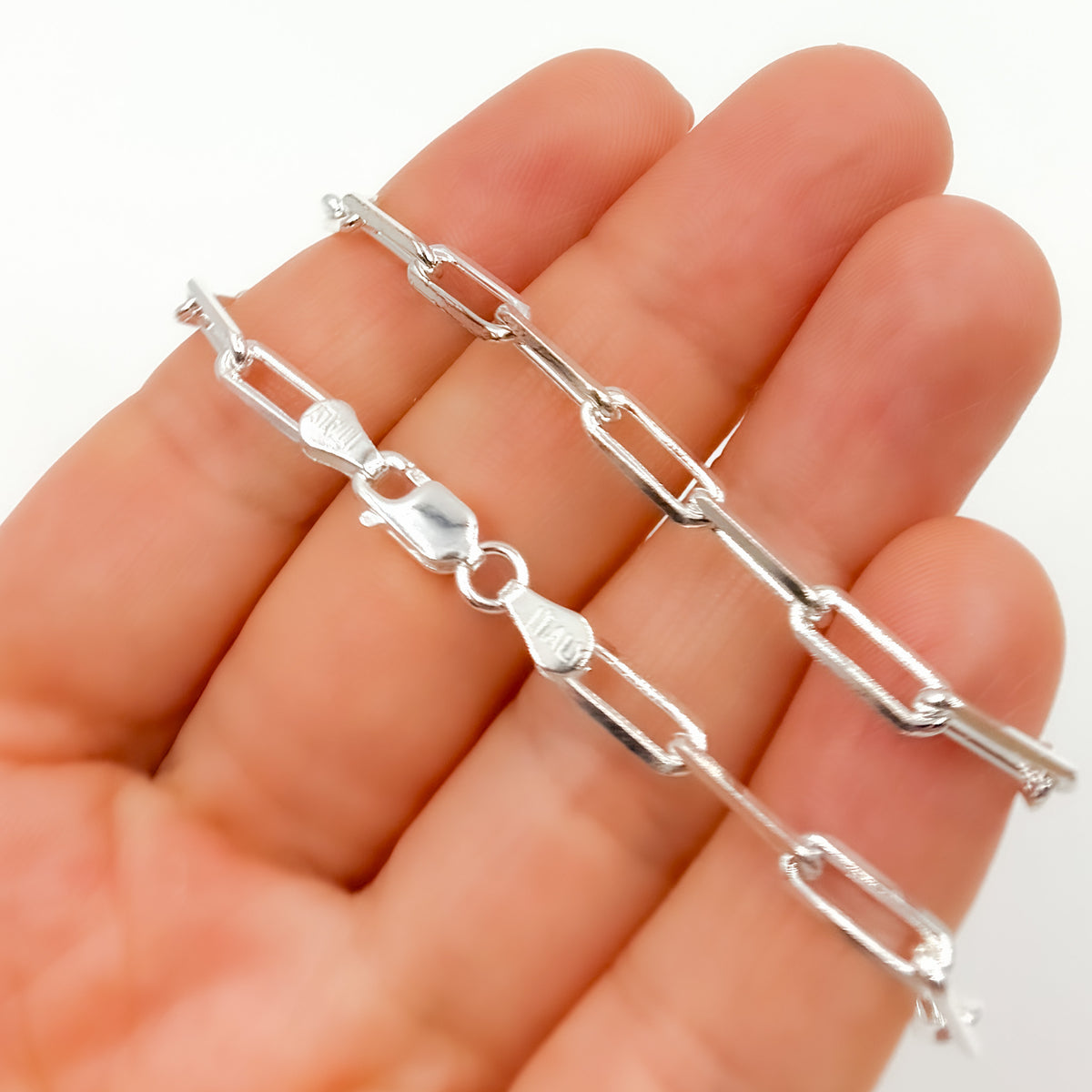 Sterling Silver Diamond Cut Paperclip Necklace