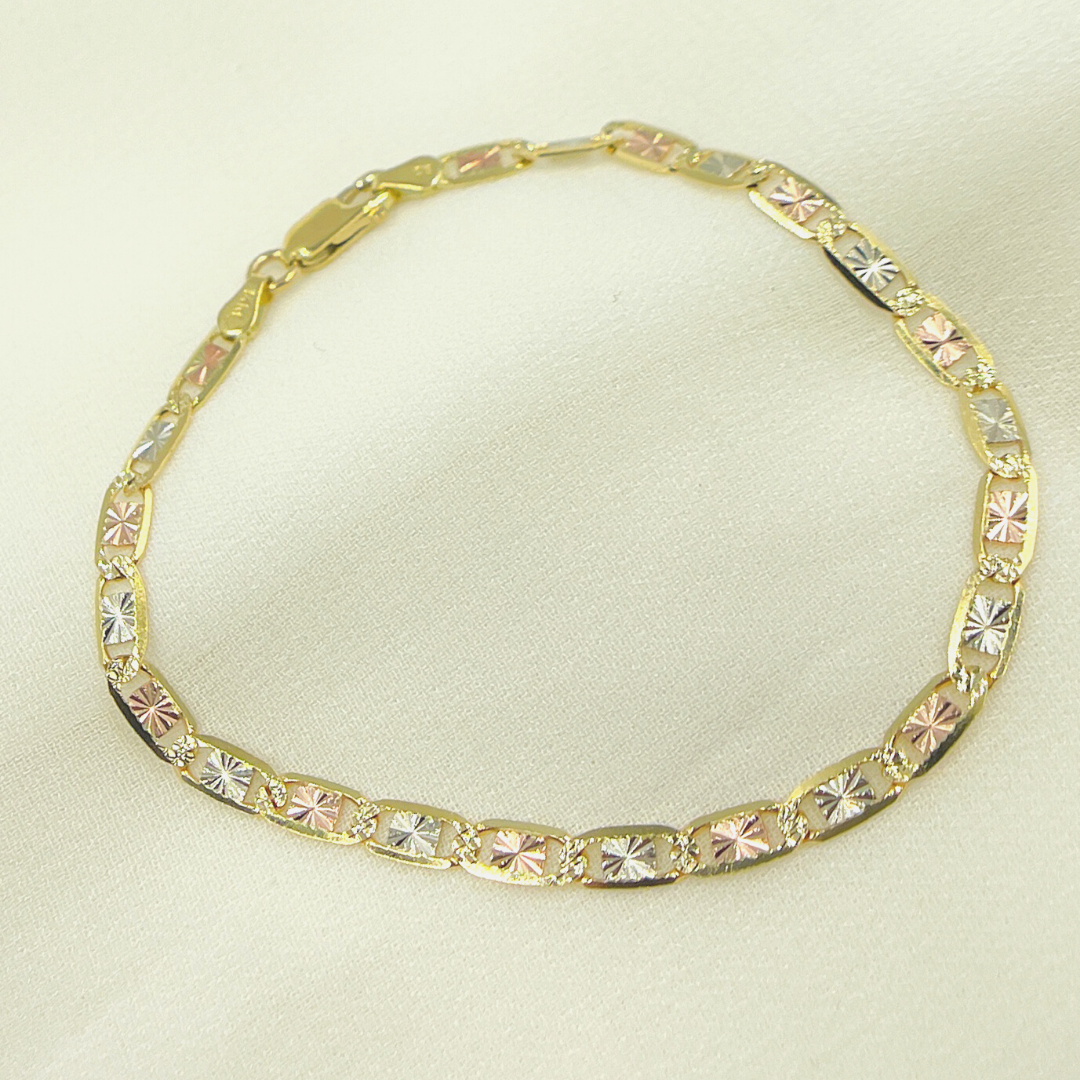 14K25Bracelet. 14K Solid Gold Tri-Color Marina Bracelet
