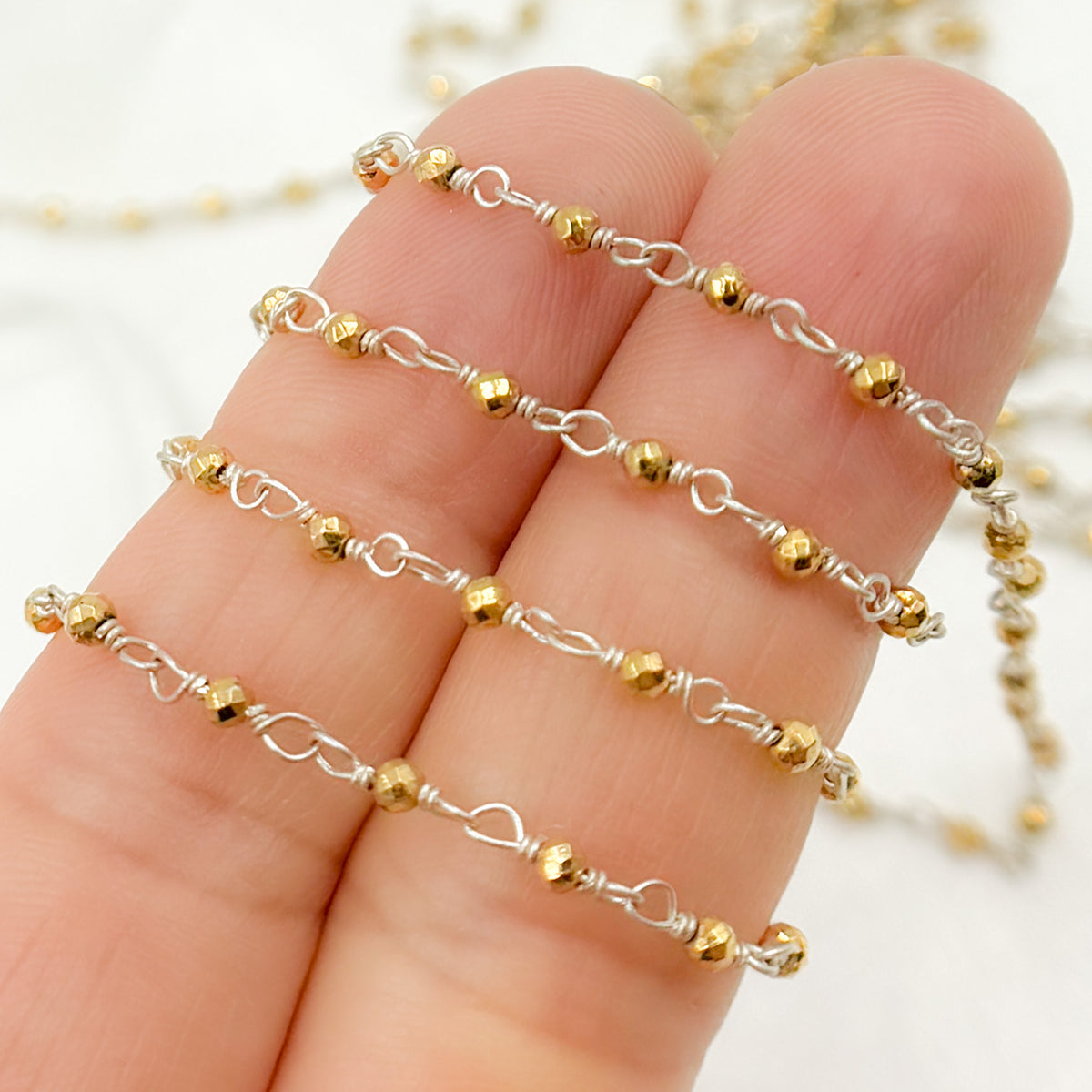 Pyrite Sterling Silver Wire Chain