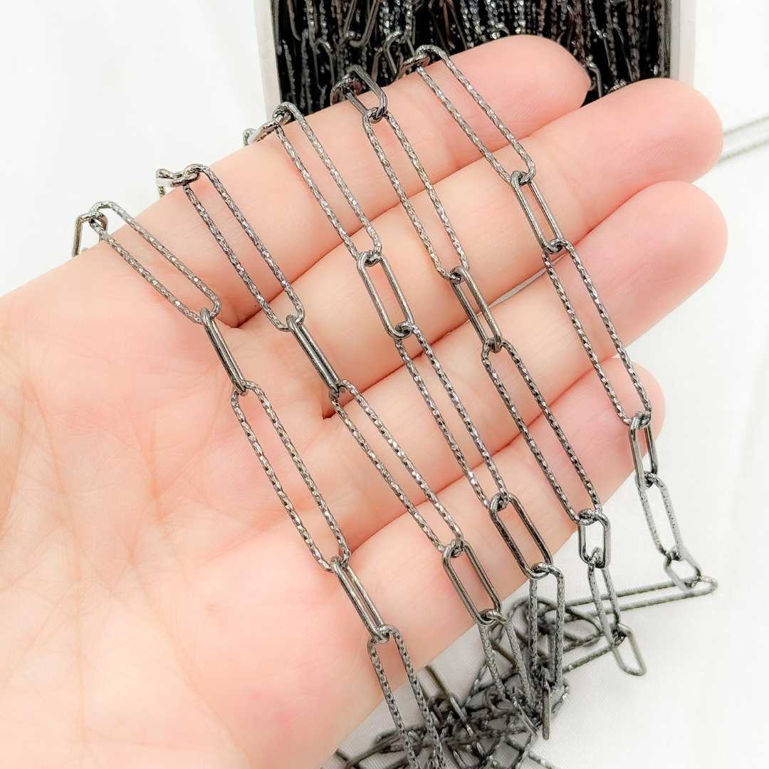 V3BR. Black Rhodium 925 Sterling Silver Paperclip Chain
