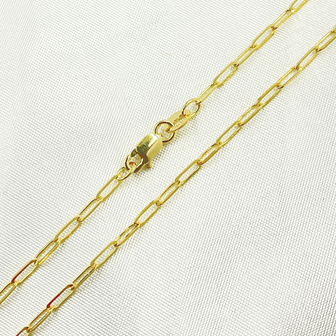 050FVACLL3. 14k Solid Gold Flat Paperclip Link Finished Necklace