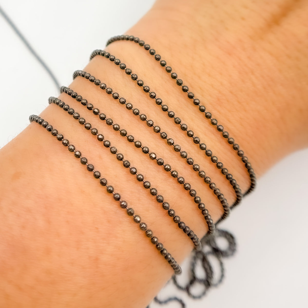 Black Rhodium Sterling Silver Diamond Cut Ball Chain