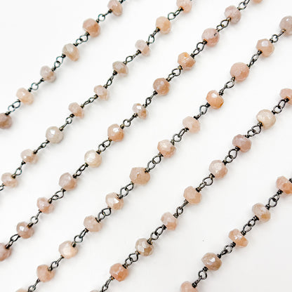 Coated Peach Moonstone Wire Chain