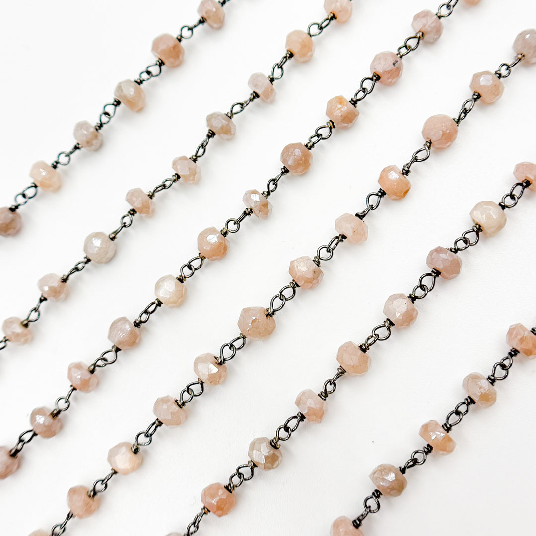 Coated Peach Moonstone Wire Chain