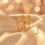 Load image into Gallery viewer, 15850000415. 14K Solid Gold Textured Square Hollow Hoop Earrings