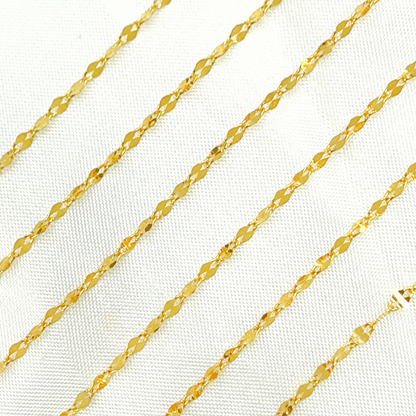Gold Plated 925 Sterling Silver Flat Marina Link Chain