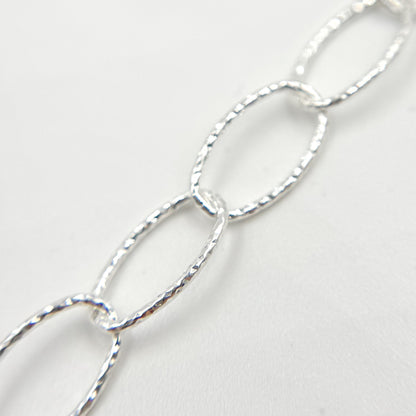 Sterling Silver Diamond Cut Oval Link Chain