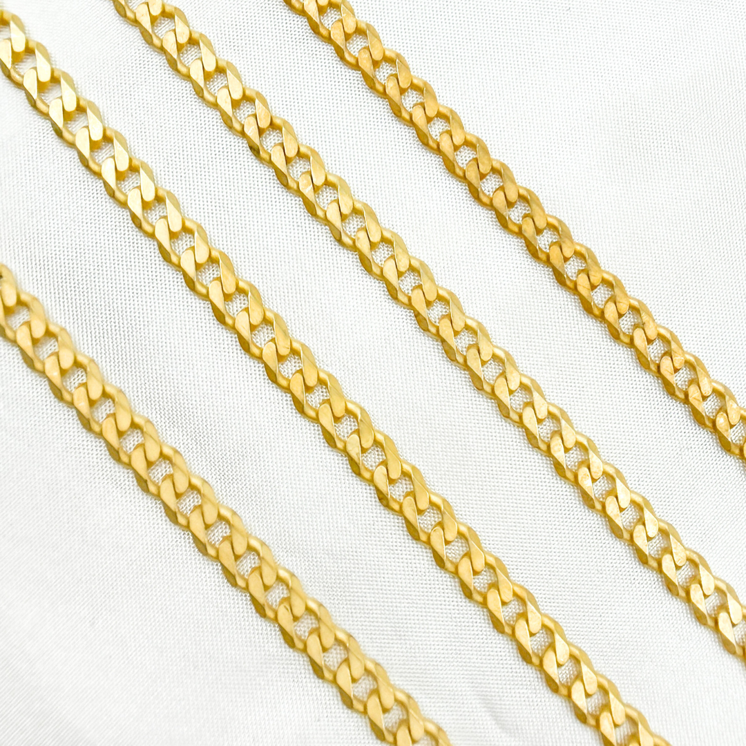 Gold Plated Matte Sterling Silver Flat Curb Chain