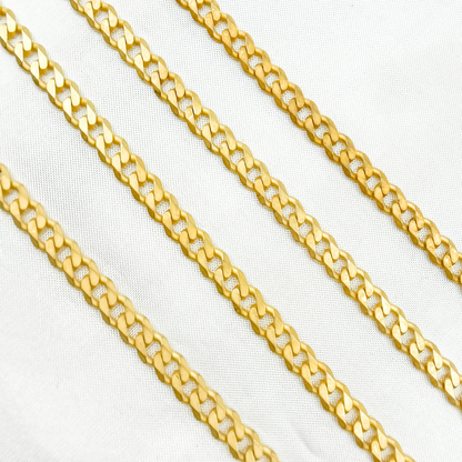 Gold Plated Matte Sterling Silver Flat Curb Chain