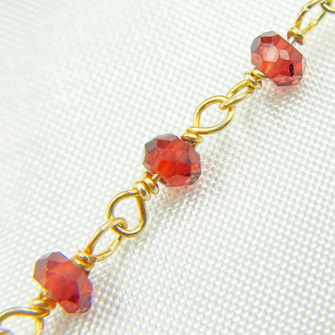 Garnet Wire Wrap Chain made with Gold Plated 925 Sterling Silver.