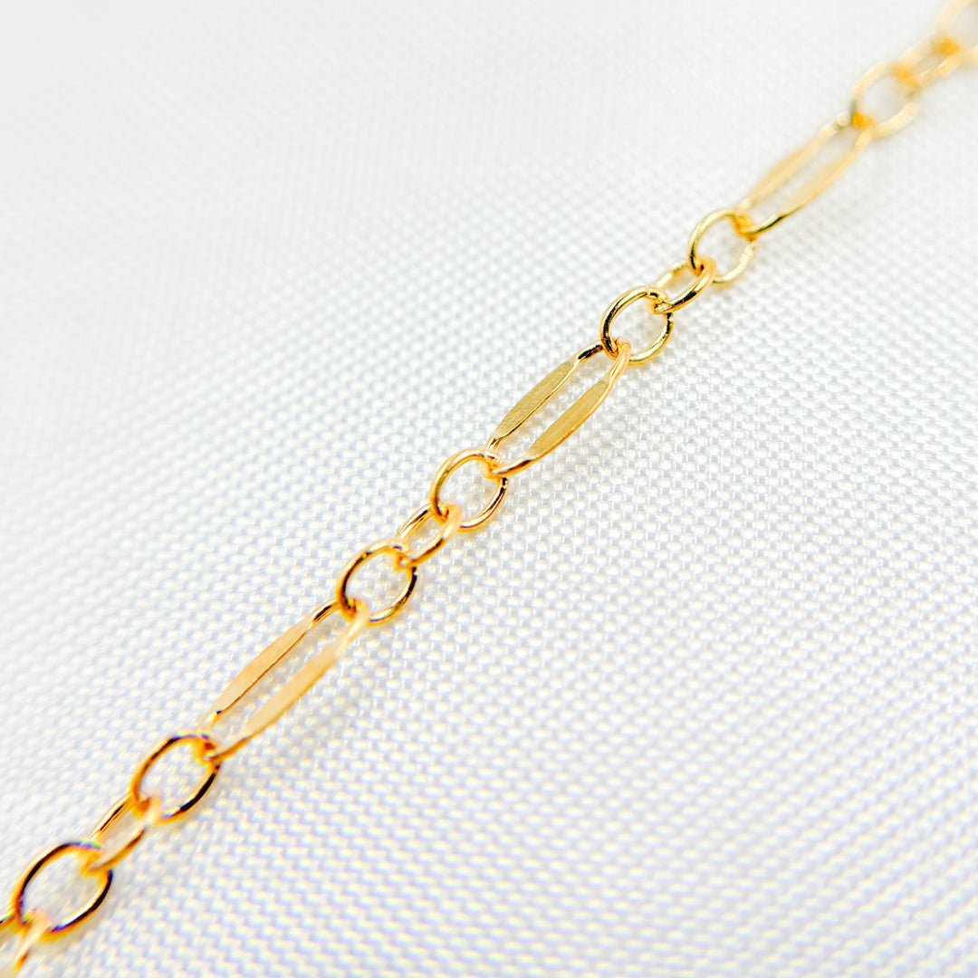 1175GF. 14K Gold-Filled Flat Marina and Cable Links Necklace.