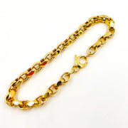 568/A138B. 14K Solid Gold Hollow Flat Cable Link Bracelet