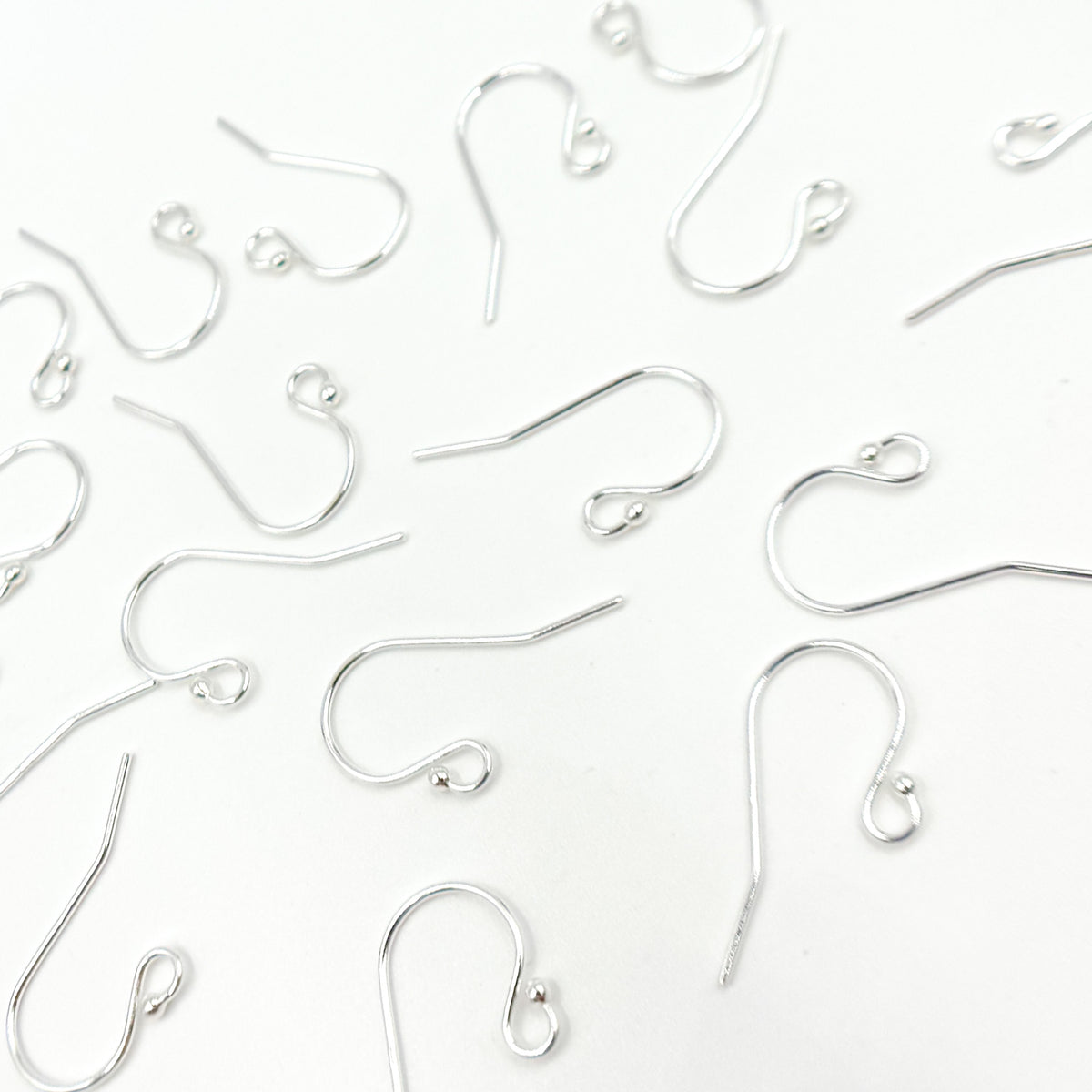 White Sterling Silver Ball End Ear Wire