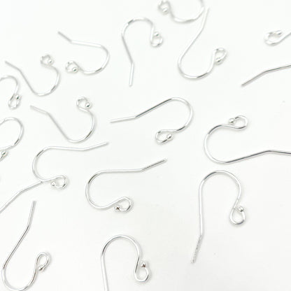 White Sterling Silver Ball End Ear Wire