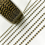 Load image into Gallery viewer, V244BKGP. 925 Sterling Silver Gold Plated Black Enamel Cable Link Chain
