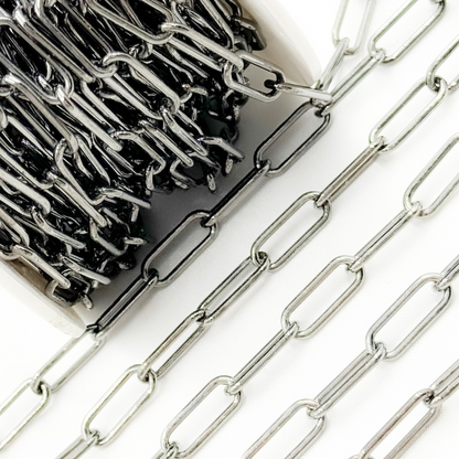 V7BR. Black Rhodium 925 Sterling Silver Paperclip Chain