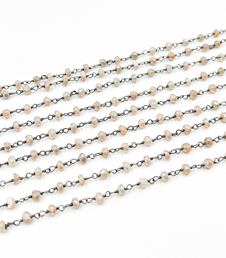 Coated Peach Moonstone Wire Chain. CMS35
