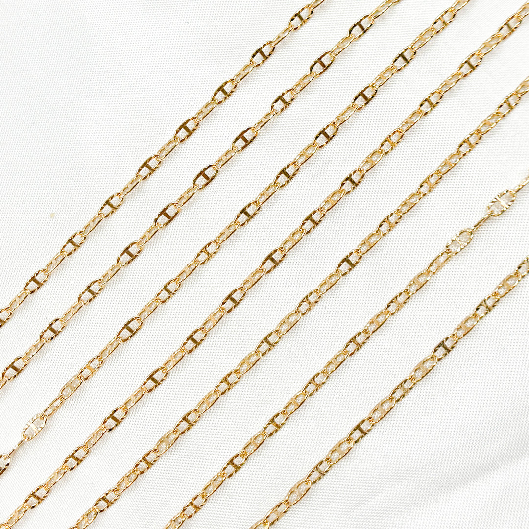 V247GF. 14K Gold Filled Diamond Cut Marina Link Chain