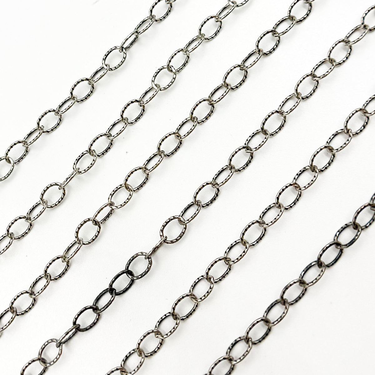 Oxidized Sterling Silver Twisted Cable Oval Link Chain