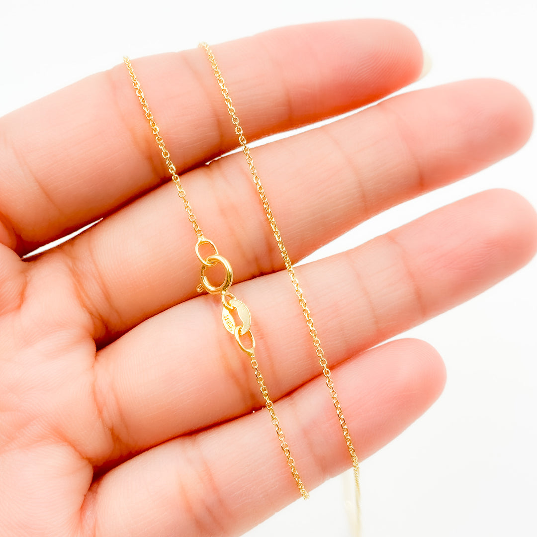 025R01T518K. 18K Solid Yellow Gold Cable Chain