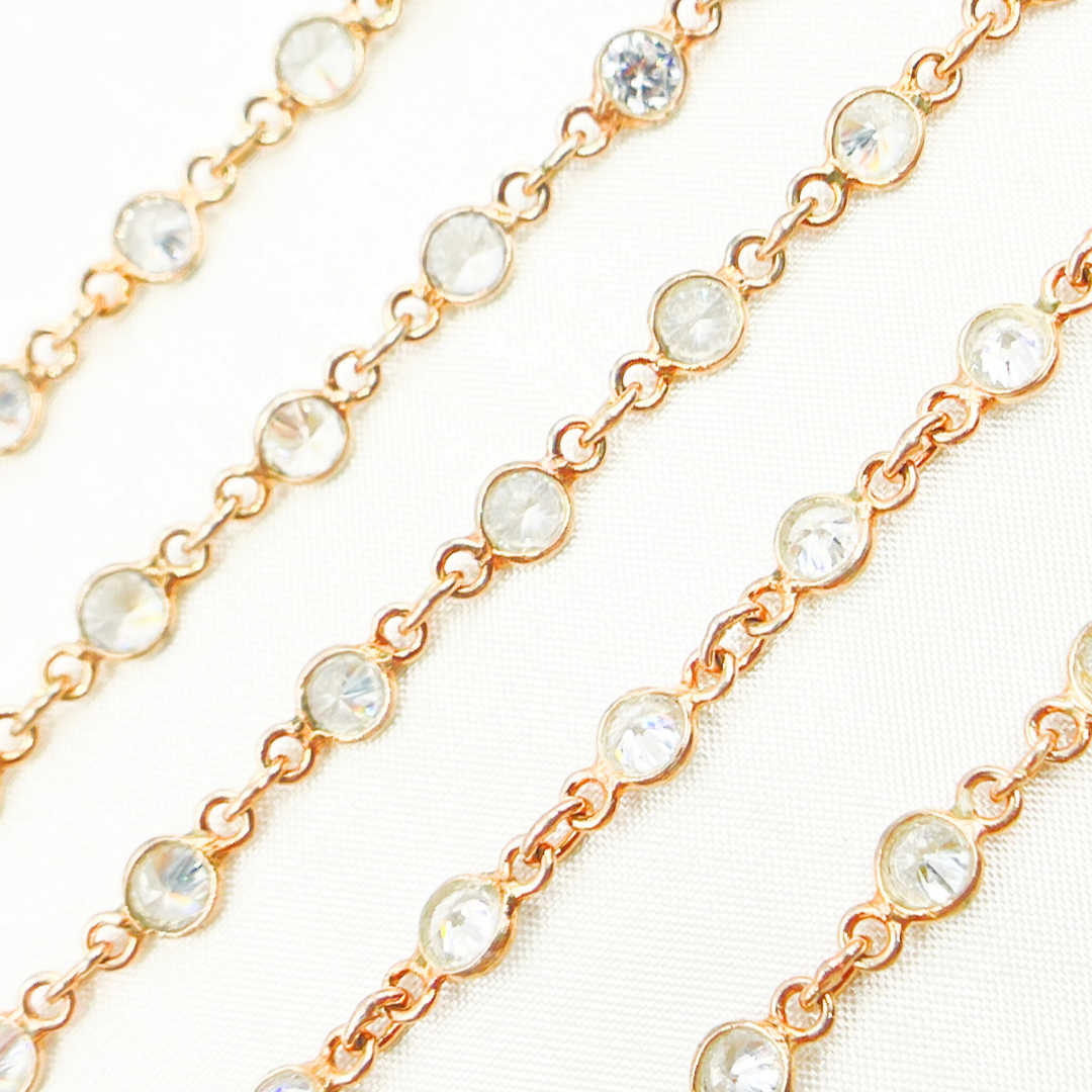 Cubic Zirconia Round Shape Connected Chain