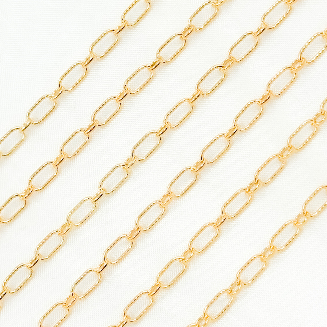 14k Gold Filled 1 Textured Oval & 1 Smooth Round Link Chain. 8251-1AGF