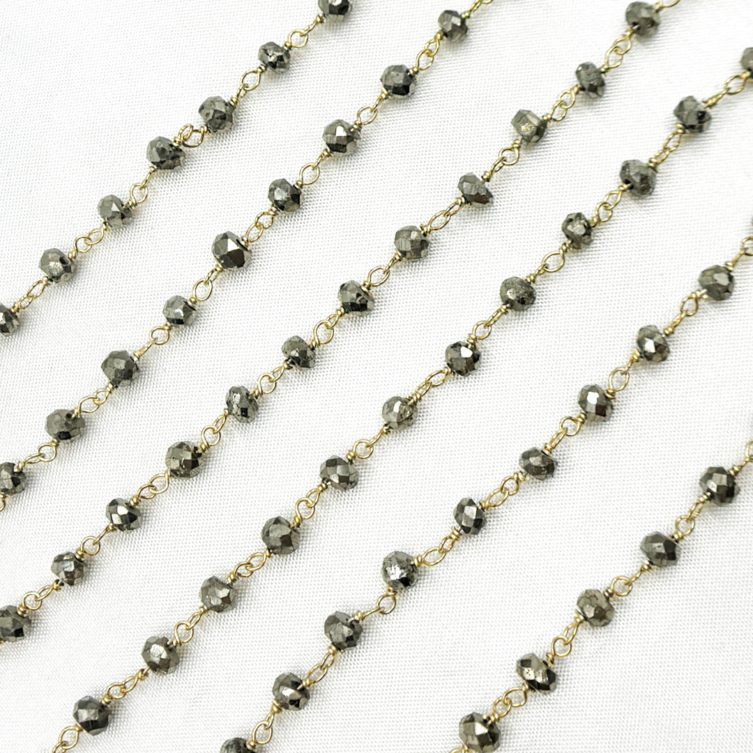 Pyrite Gold Plated 925 Sterling Silver Wire Chain. PYR70