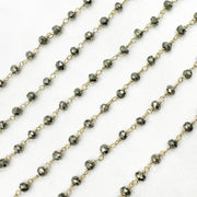 Pyrite Gold Plated 925 Sterling Silver Wire Chain.