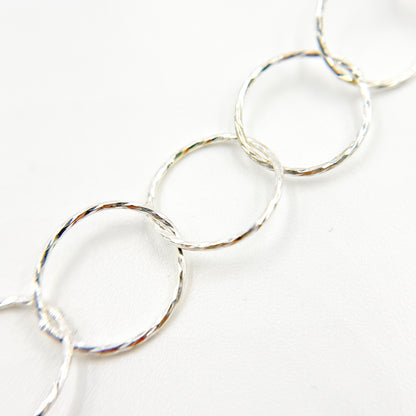 Sterling Silver Diamond Cut Round Link Chain