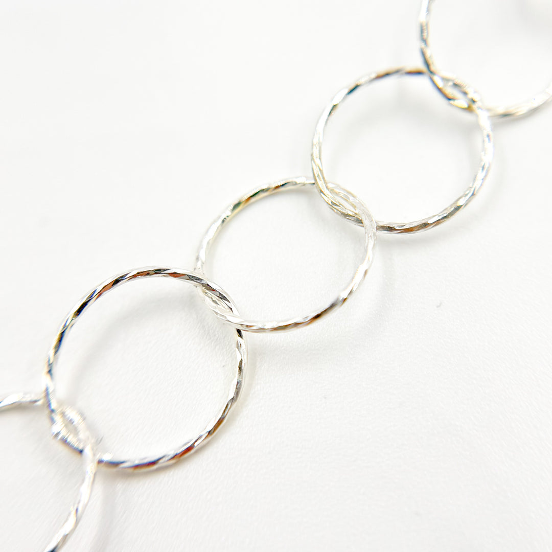 Y96SS. Sterling Silver Diamond Cut Round Link Chain