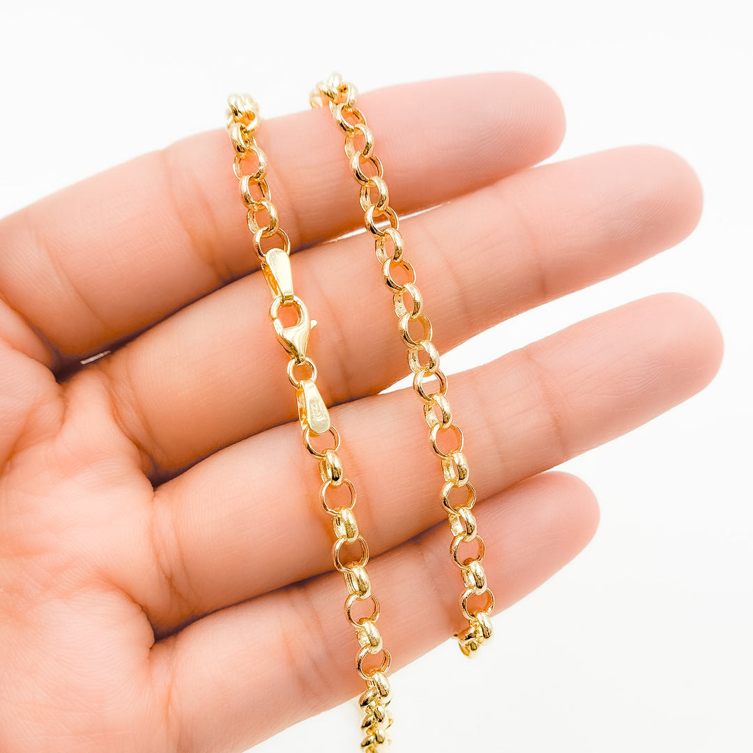140HVR0194001. 14K Yellow Gold Round Rolo Chain – Lightweight Hollow Link Necklace