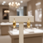 Load image into Gallery viewer, 15850023355.  14K Solid Gold Fancy Round Hollow Hoop Earrings