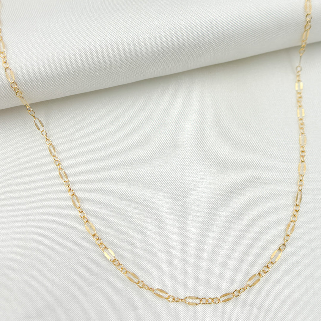 1175GF. 14K Gold-Filled Flat Marina and Cable Links Necklace.