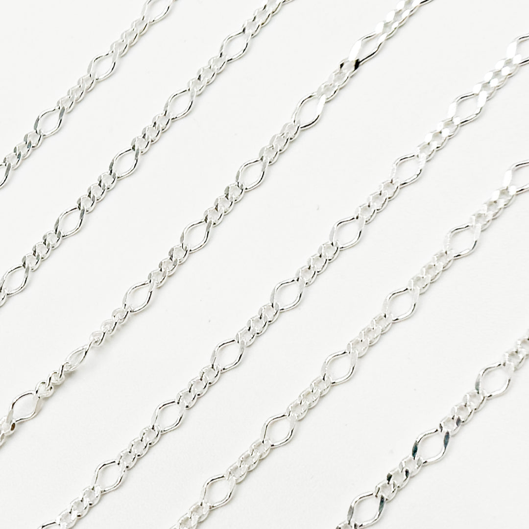 Y20SS. Sterling Silver 1 Link Long and 3 Curb Links Chain in Between
