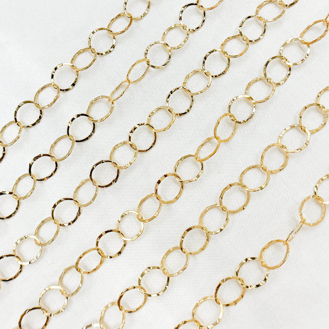 886FKGF. 14K Gold Filled Hammered Round Link Chain