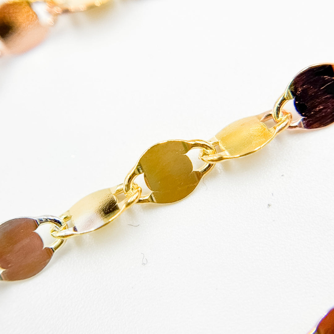 Z122GSR. White Silver, Gold Plated, and Rose Gold Plated Silver Marina Chain