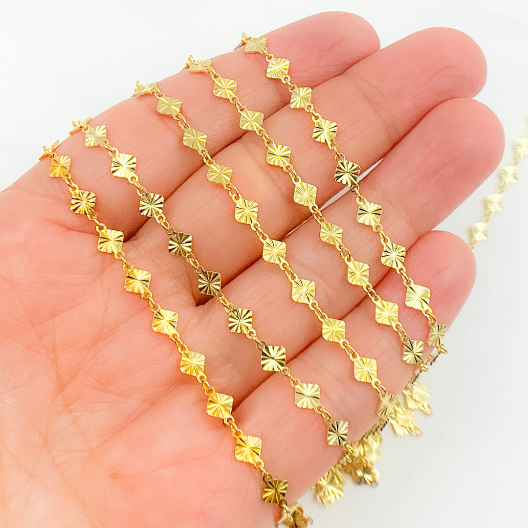 V72GP. Gold Plated 925 Sterling Silver Hammered Diamond