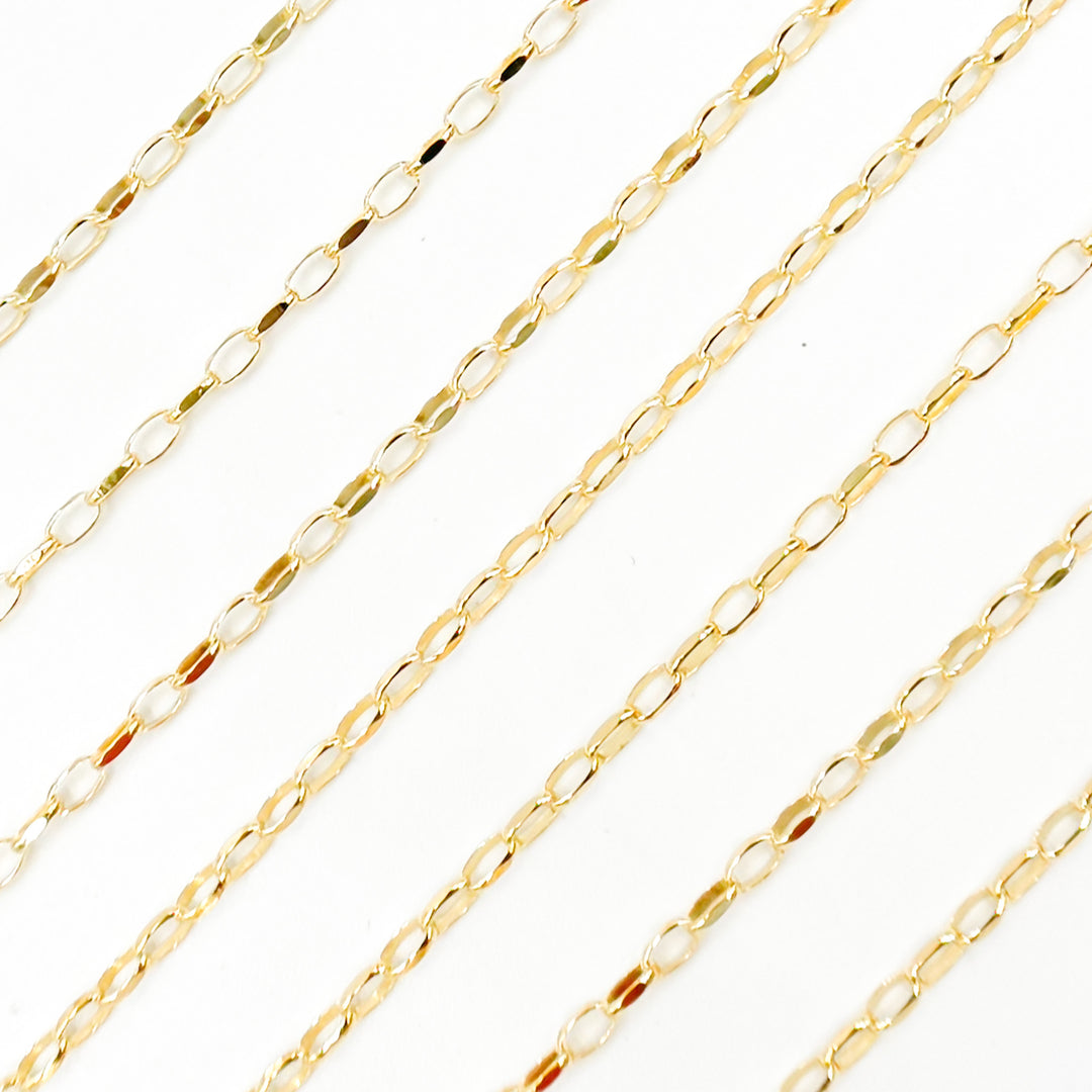 045BOVH4byFt. 14k Solid Yellow Gold Diamond Cut Oval Cable Chain